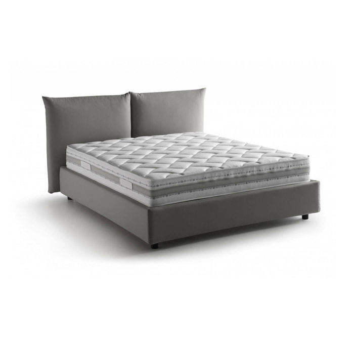 Letto matrimoniale Cristyn, Letto contenitore con rivestimento in tessuto, 100% Made in Italy, Apertura frontale, con materasso Cm 160x200 incluso, Grigio