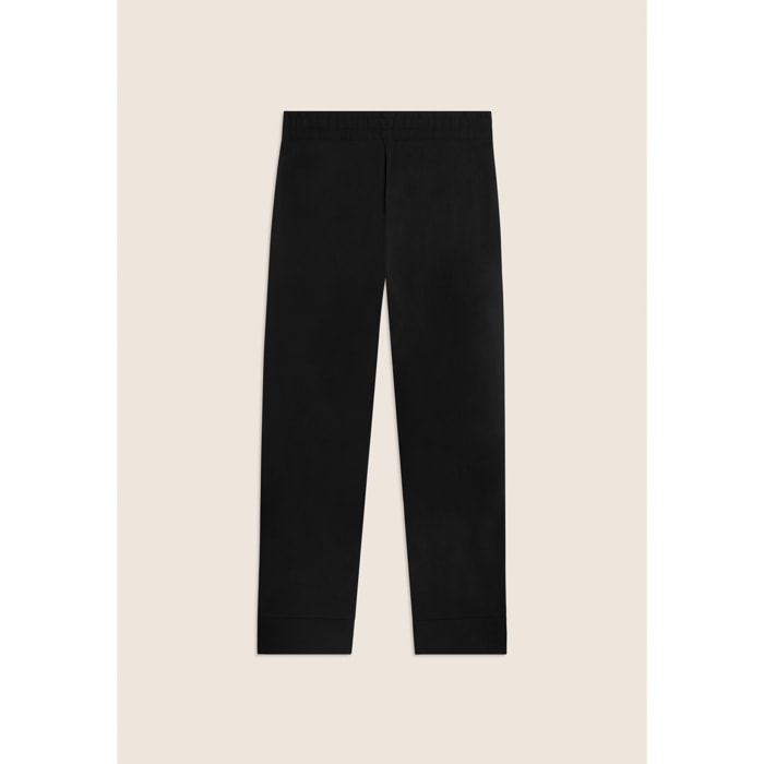 Pantaloni Cropped Fit a Carota in Popeline elasticizzato