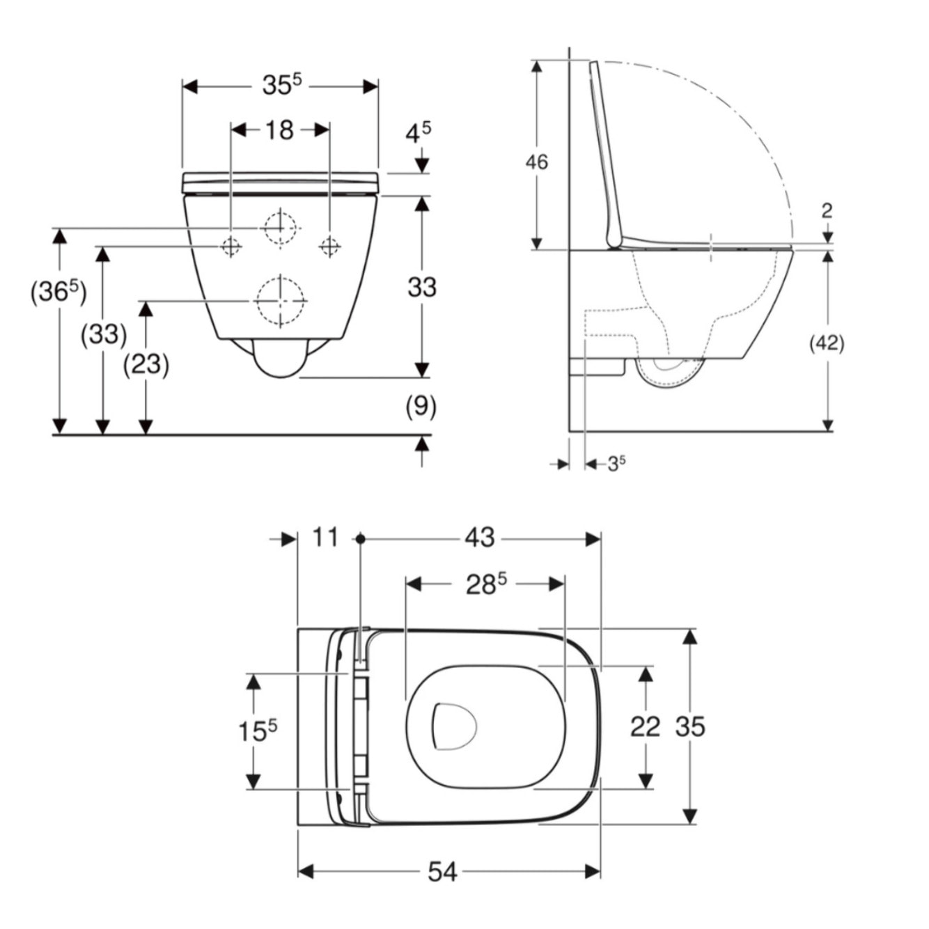Smyle Square WC suspendu Rimfree avec fixations invisibles, caréné, avec abattant softclose slim, blanc (500.683.01.2)