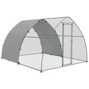 Gallinero para Exterior Gallinero para Gallinas de Acero Galvanizado Cubierta de Tela Oxford Resistente a los Rayos UV e Impermeable para Patio Plata