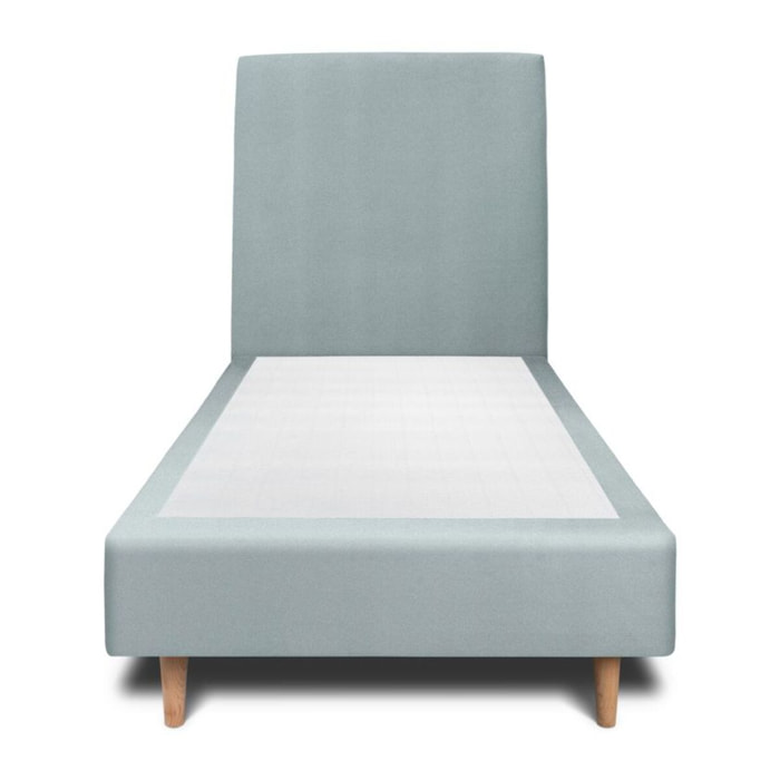 Lit avec tête de lit tapissée velours et sommier tapissier Ep20