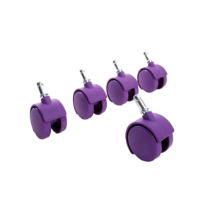 Roulettes fauteuil de bureau violettes (lot de 5)