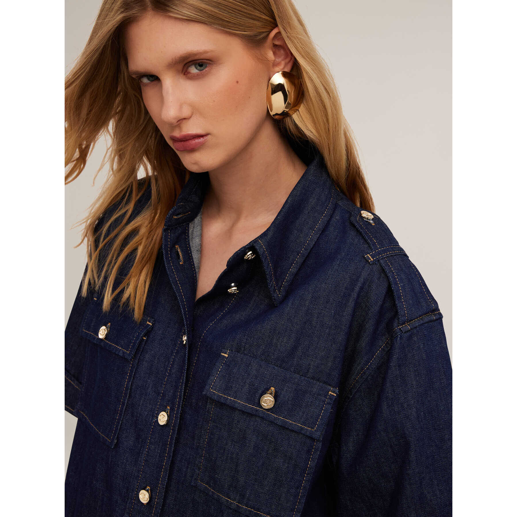 Motivi - Camisa boxy de mezclilla - Azul