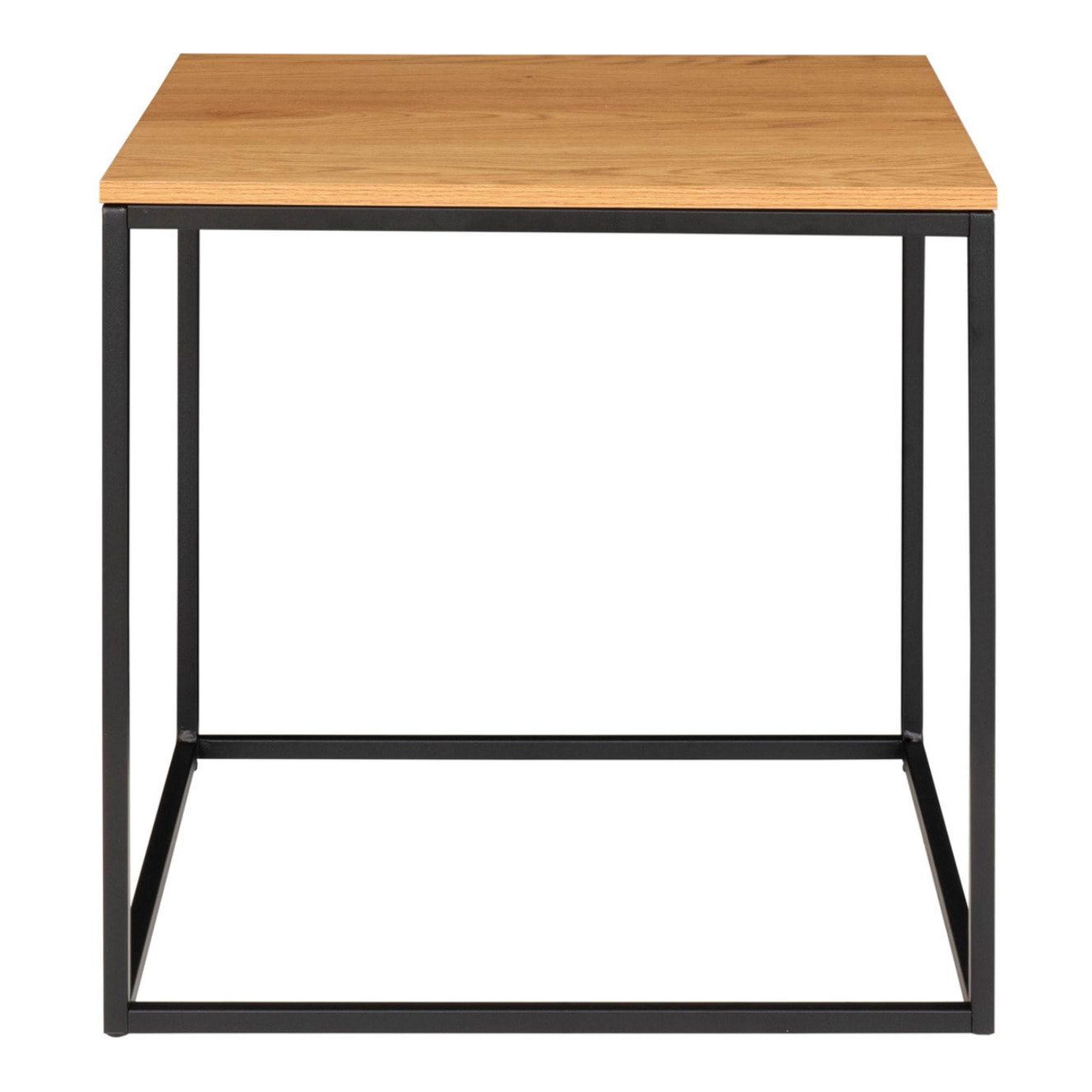 Tavolino d'appoggio Vita effetto rovere con struttura in acciaio nero, 45×45×45 cm