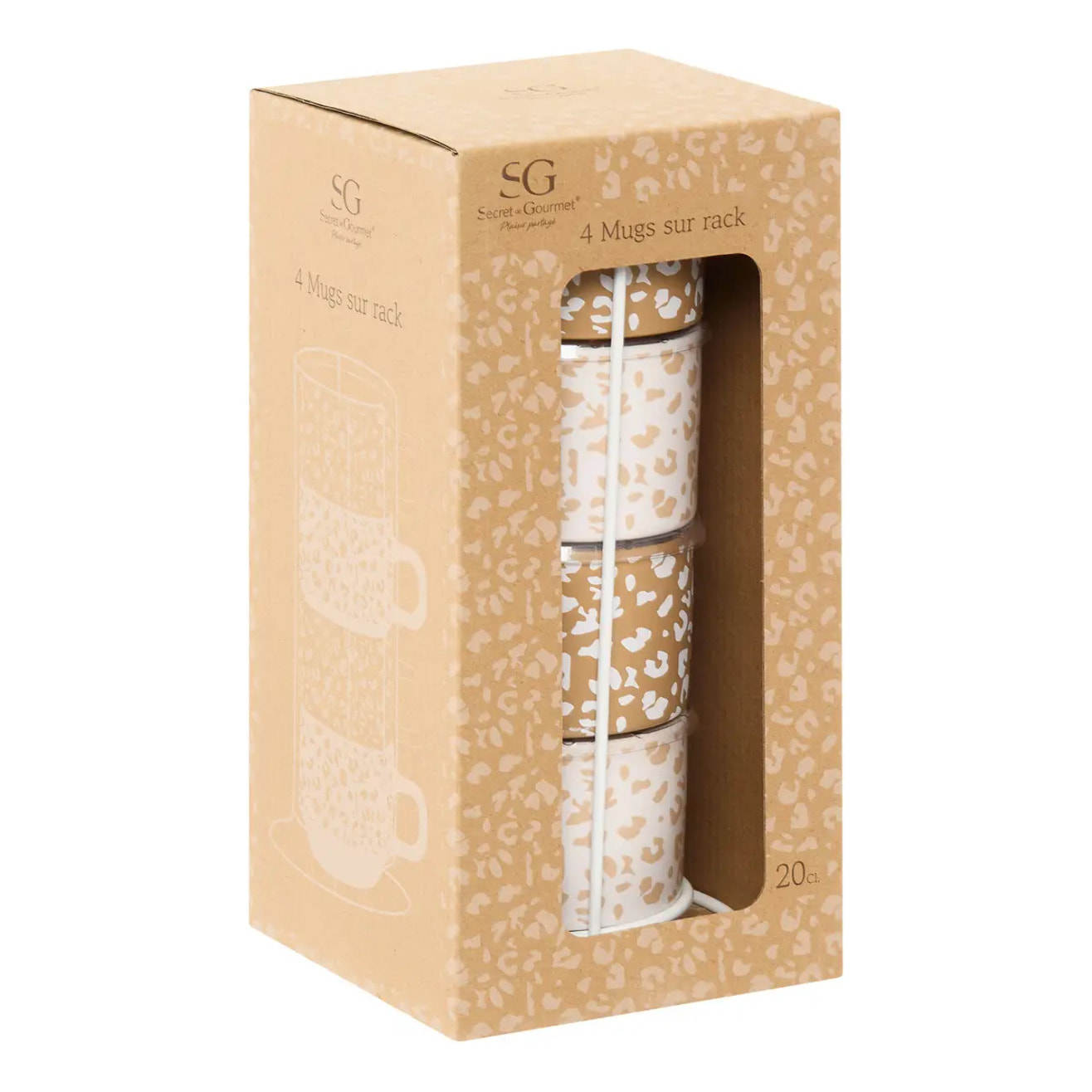Rack 4 mugs Leopardi L12,7xp12,7xH25,3cm