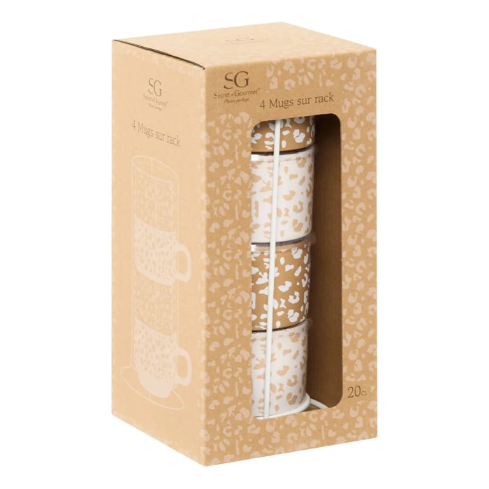 Rack 4 mugs Leopardi L12,7xp12,7xH25,3cm