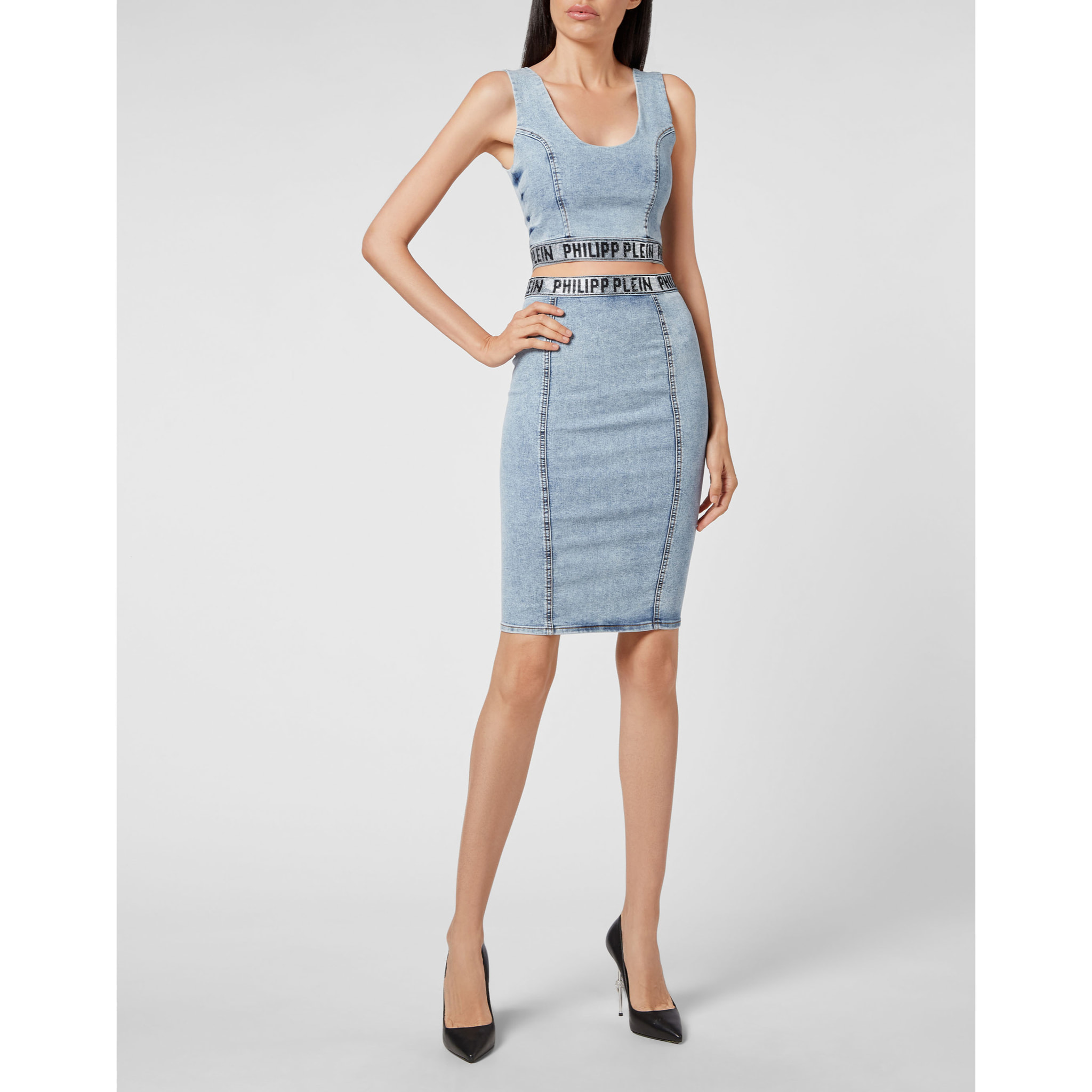 PHILIPP PLEIN Denim Top GOTHIC PLEIN