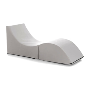 Letto pieghevole Arbil, Pouf trasformabile in letto singolo, Chaise longue in ecopelle, 100% Made in Italy, 130x50h50 cm, Bianco