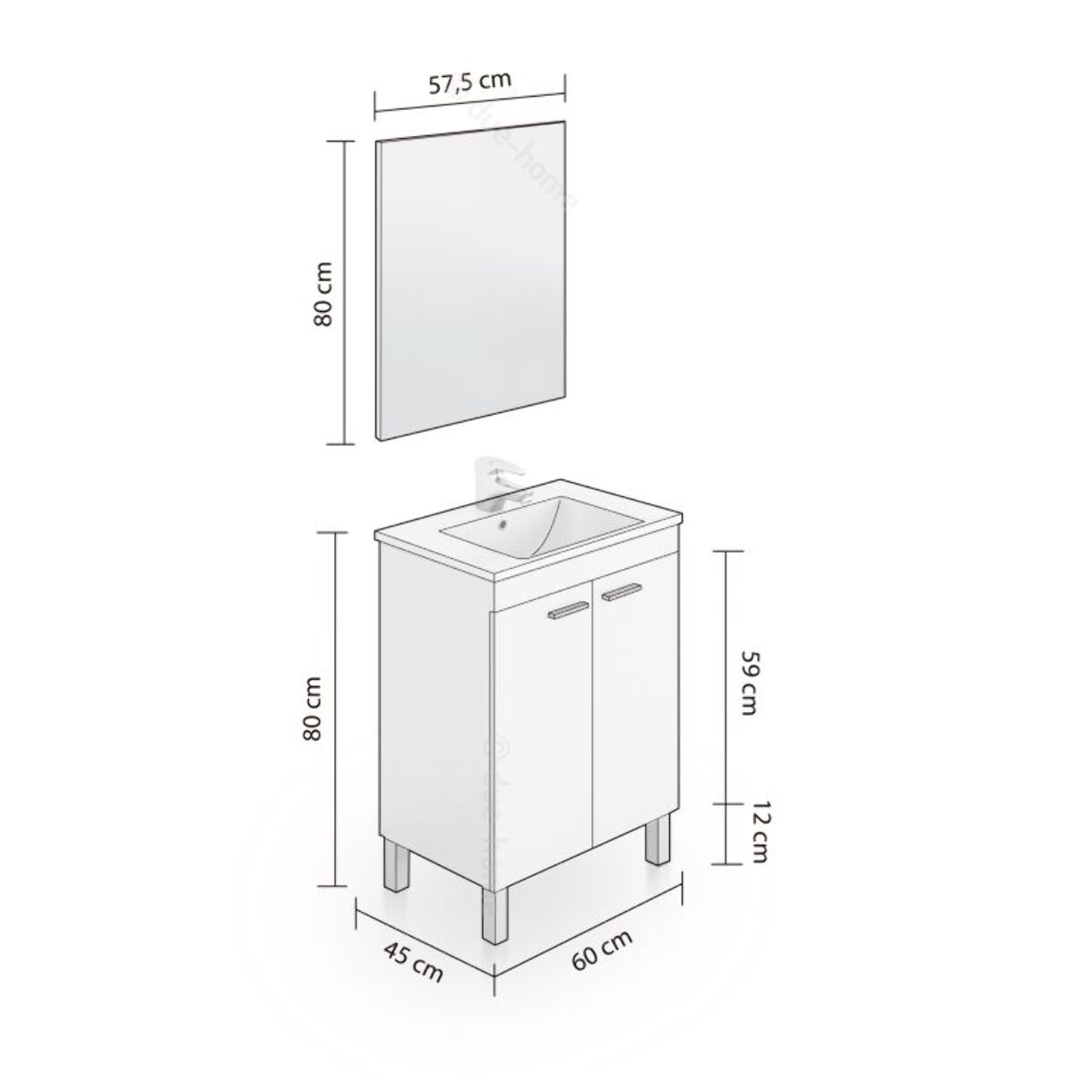 Mueble de baño con espejo Liz 60 Blanco Brillo