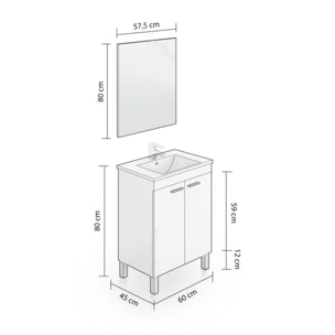 Mueble de baño con espejo Liz 60 Blanco Brillo