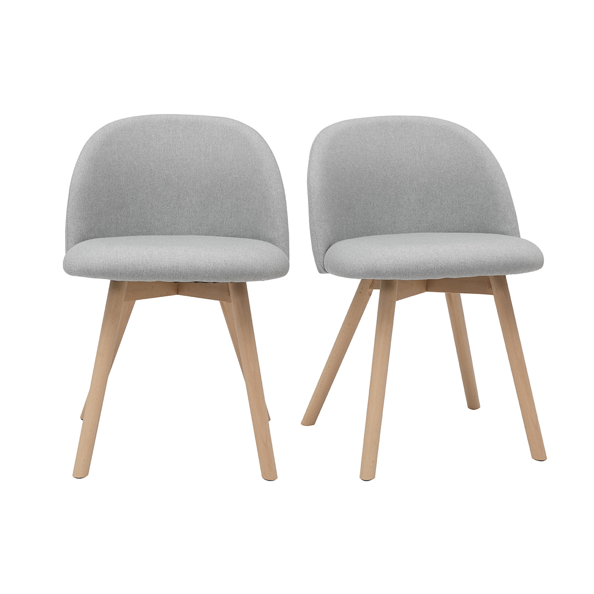 Chaises scandinaves en tissu gris clair et bois clair massif (lot de 2) CELESTE