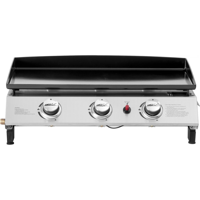 Plancha gaz 3 brûleurs "Jolly" - 7,5 Kw - Gris