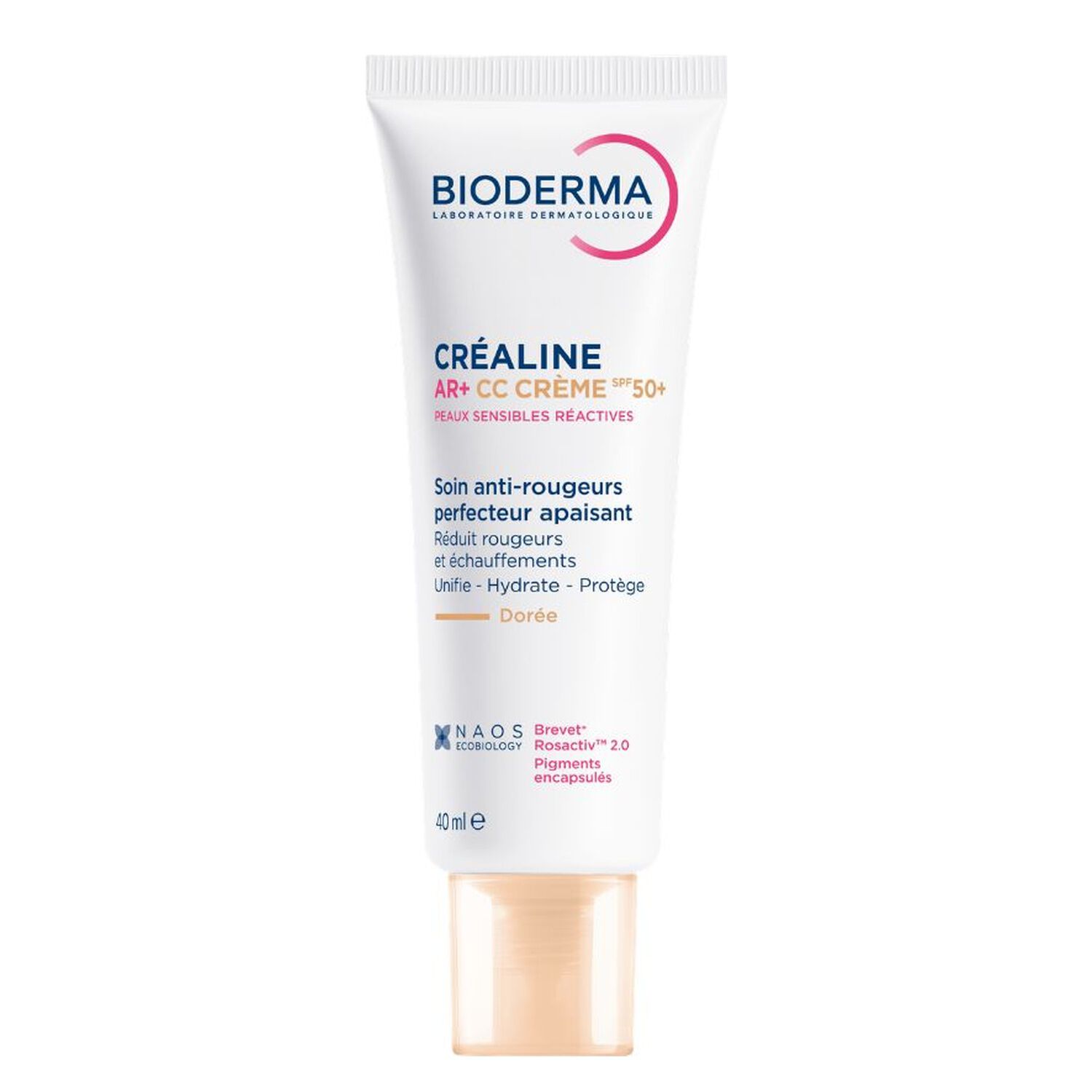 Crealine AR+ SPF 50+ - CC Crème Soin Anti-Rougeurs Perfecteur Apaisant Dorée 40 ml