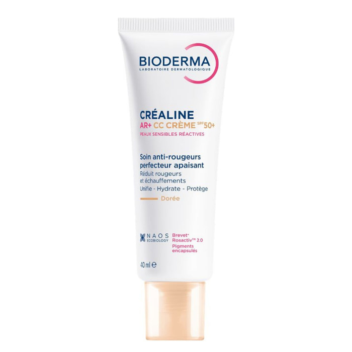 Crealine AR+ SPF 50+ - CC Crème Soin Anti-Rougeurs Perfecteur Apaisant Dorée 40 ml