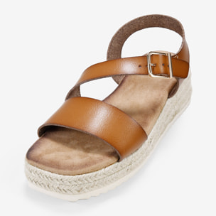 Sandalias de plataforma cuero con esparto