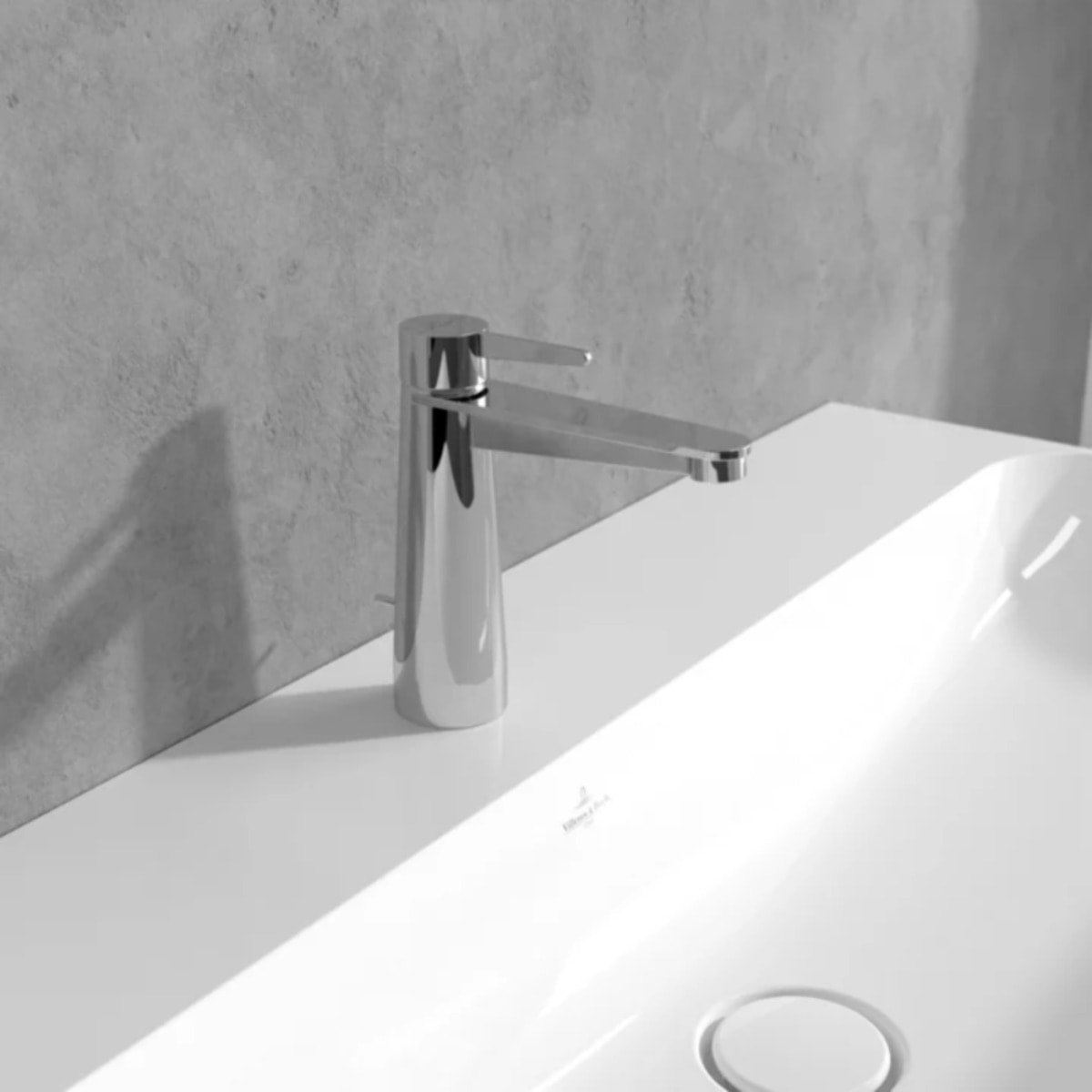 Mitigeur lavabo Conum ouverture dessus avec tirette Chrome Noir mat
