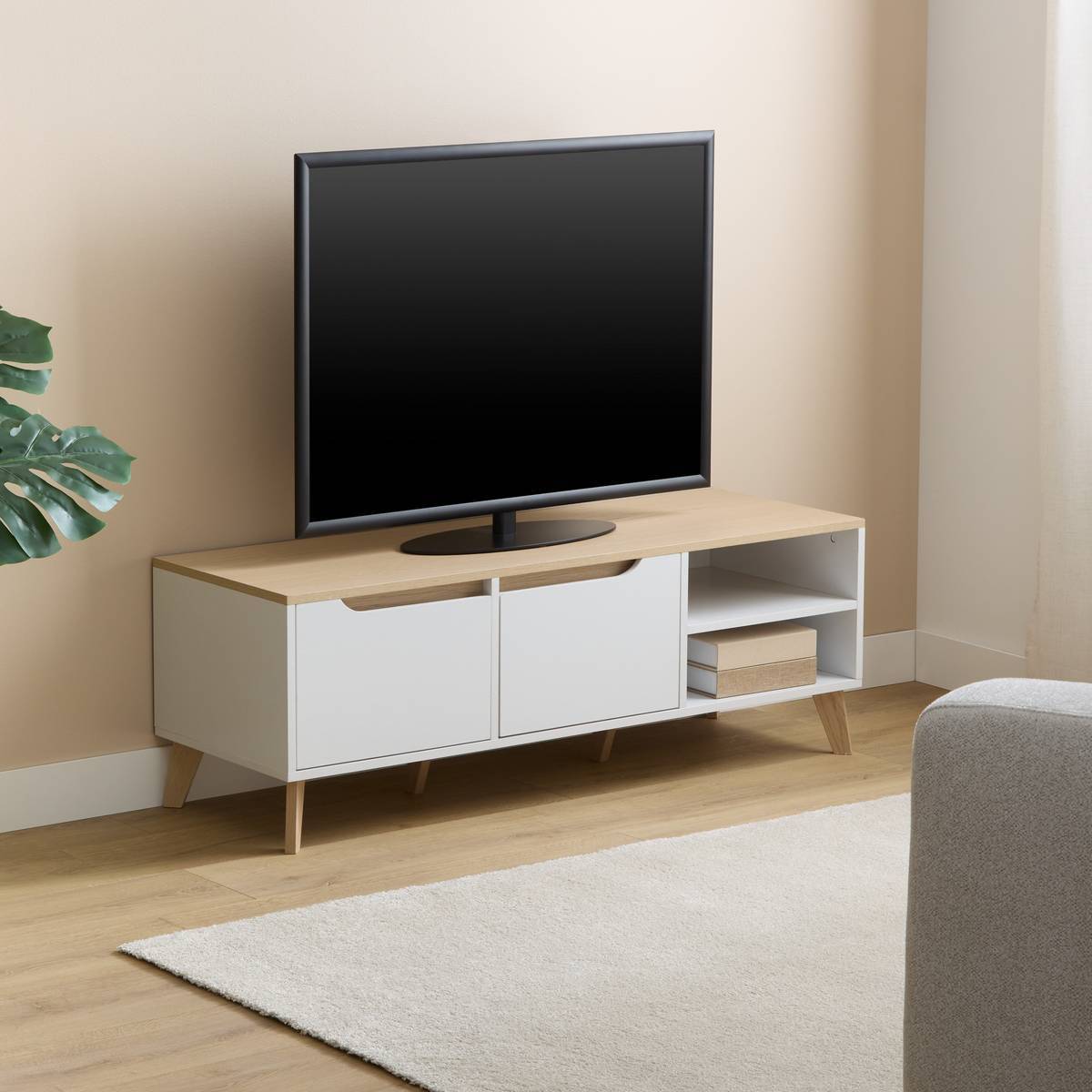 Meuble TV Luma rectangulaire 40x120cm blanc