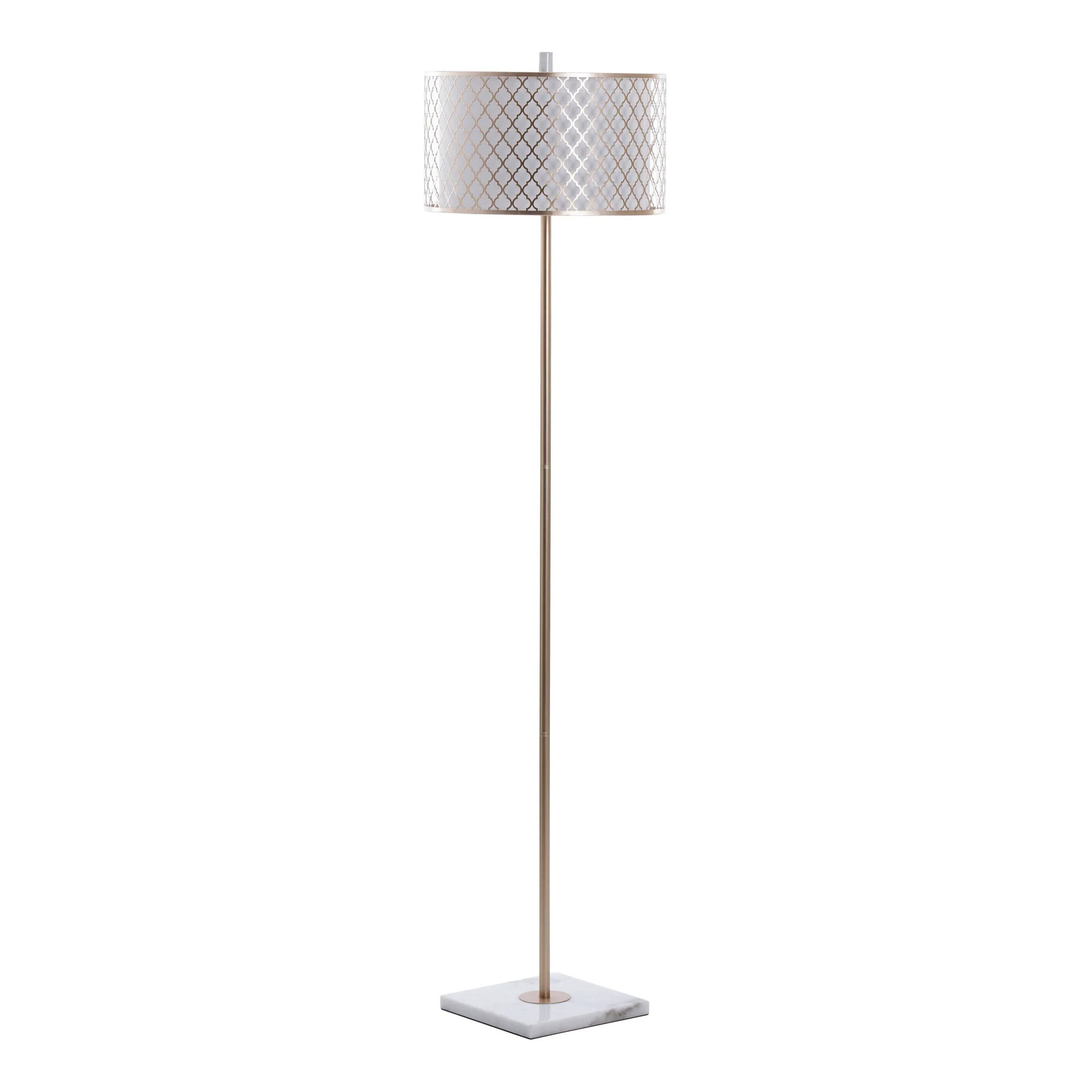 Lampara De Suelo Metal Dorada Blanca 40x40x165 Cm