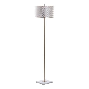 Lampara De Suelo Metal Dorada Blanca 40x40x165 Cm
