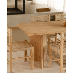 Mesa de comedor de madera maciza en tono roble medio de varias medidas