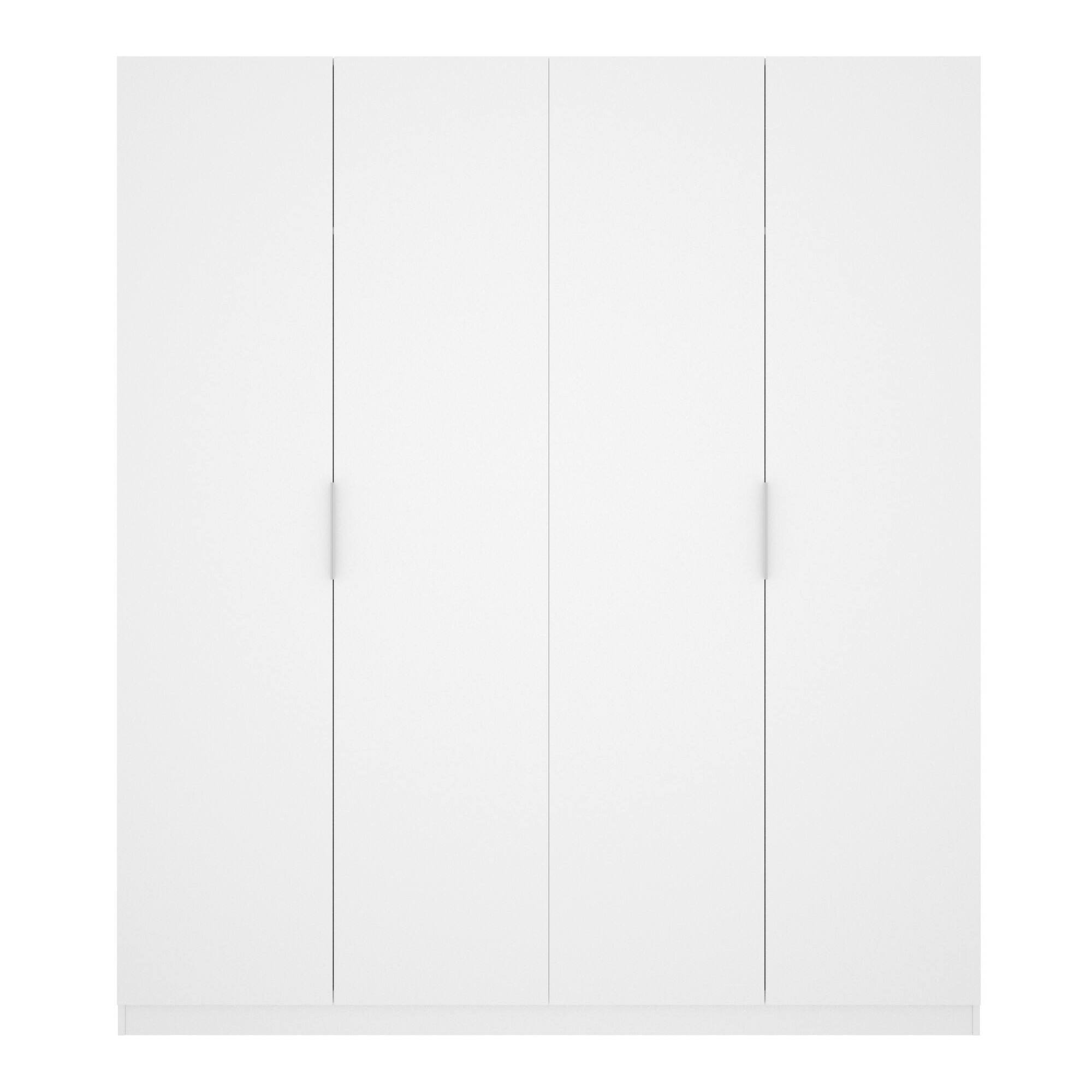 Guardaroba Prado, Mobile appendiabiti per camera da letto, Armadio a 4 ante battenti, 180x52h204 cm, Bianco