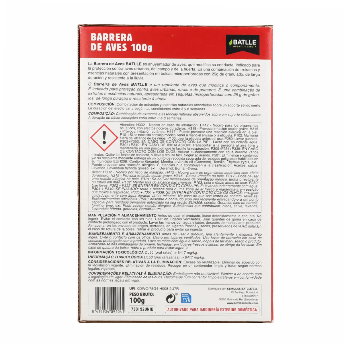 Repelente de aves Batlle 100 g
