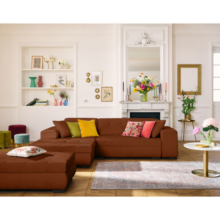 Vermont - pouf d'appoint - en velours côtelé - Terracotta