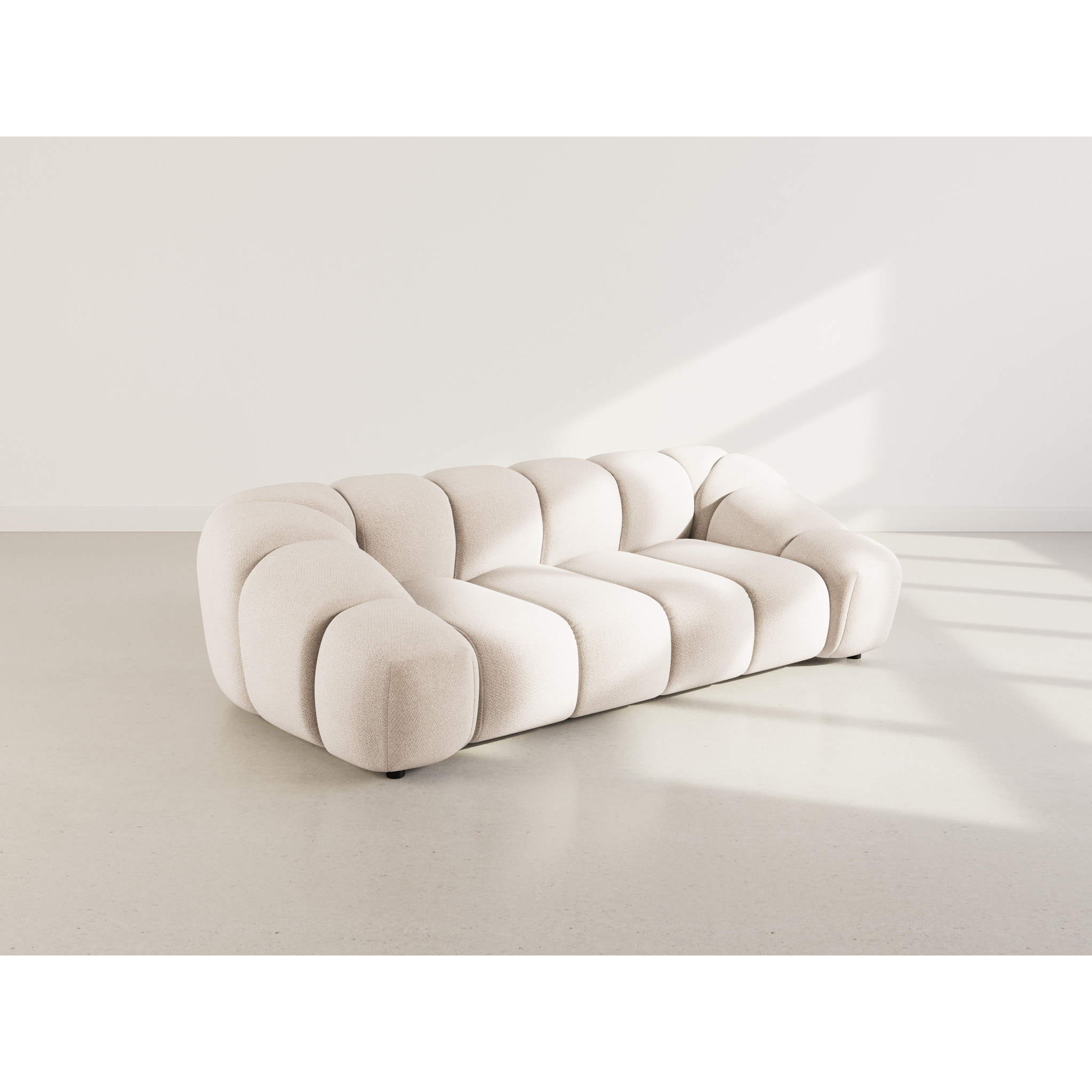 Ava - canapé 3 places en velours texturé - Beige