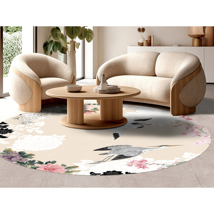 Alfombra de vinilo Hanami Redonda PVC antideslizante, vinilica para cocina o salón, lavable, estilo abstracto