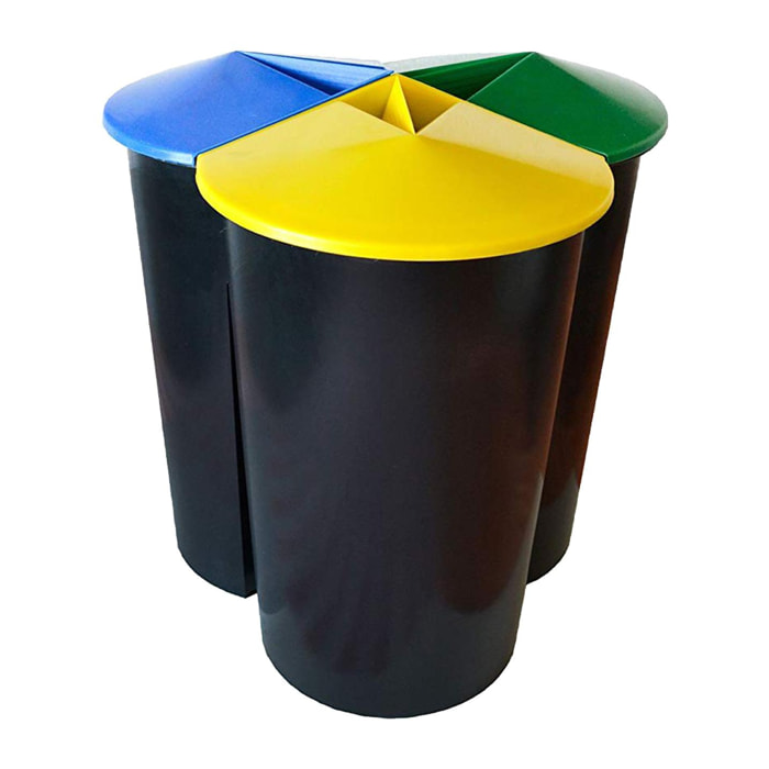 Cubo de basura 40 litros en 3 compartimentos color negro