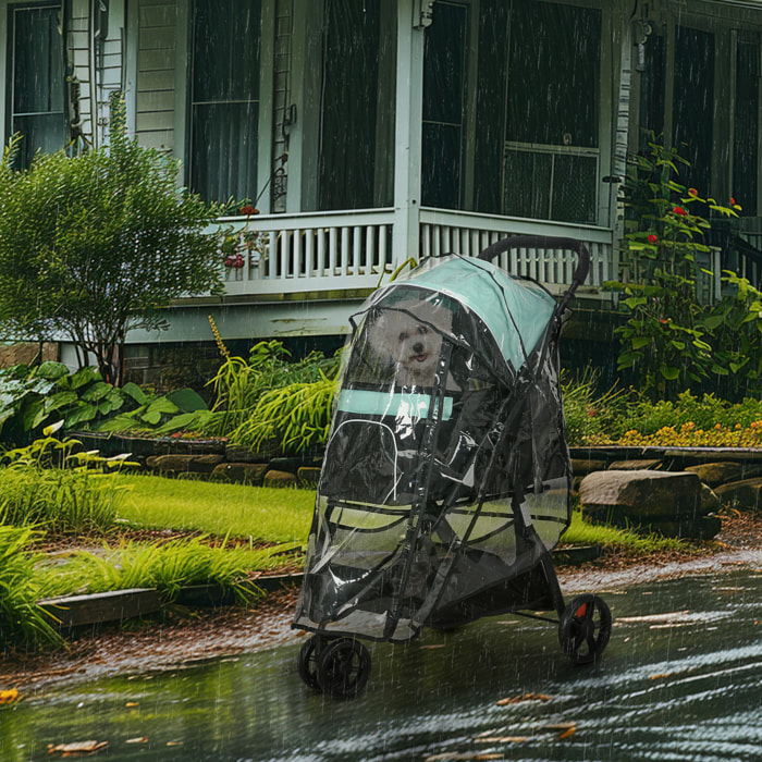 Carrito para Perros Plegable Cochecito para Mascotas Carrito para Perros Pequeños con Cesta de Almacenaje Ventana de Malla Cubierta para Lluvia y 2 Ruedas Universales 80,5x51,5x100 cm Verde