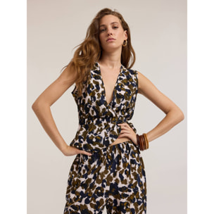 Motivi - Top étnico fantasía mezcla lyocell - Verde militare