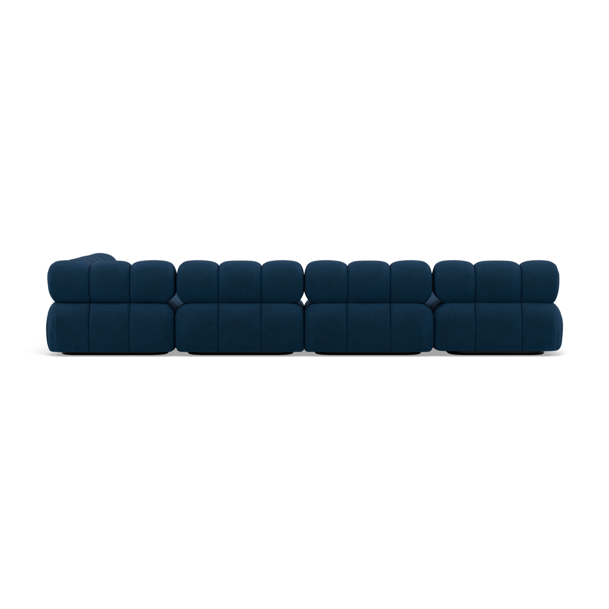 Ruby - canapé panoramique modulable d'angle droit 7 places en velours texturé - Bleu