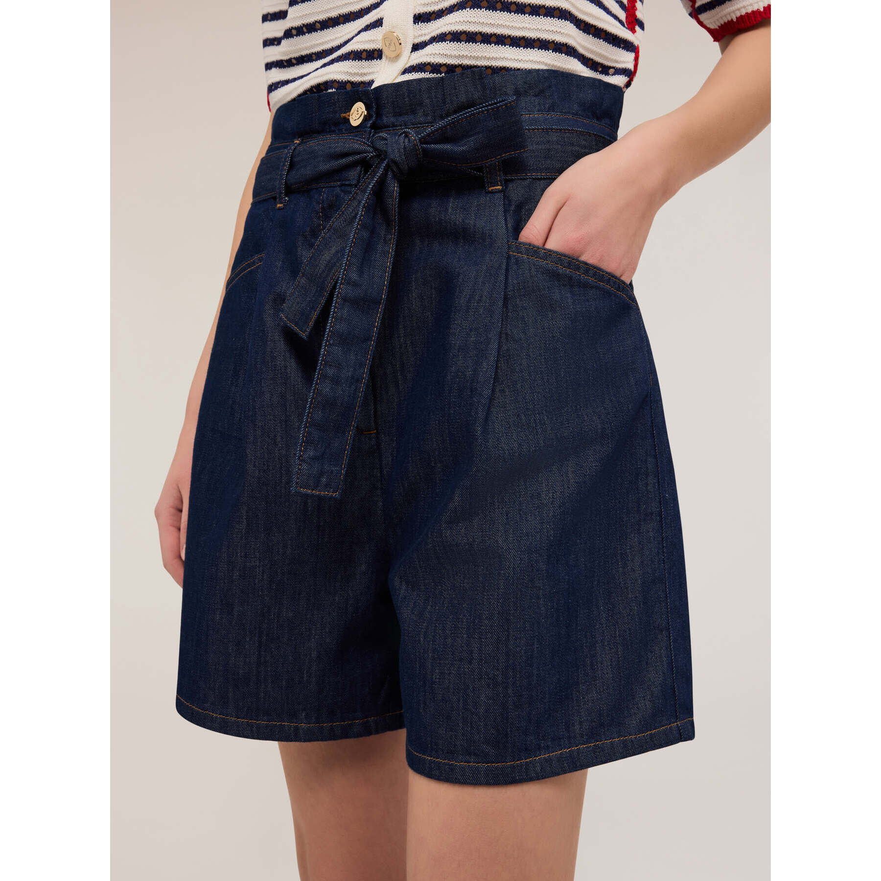 Motivi - Shorts vaqueros de tiro alto - Azul
