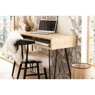 Bureau avec rangement en bois manguier massif et métal noir L116 cm VIBES