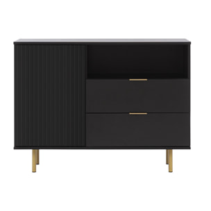 Monica - buffet - noir - 2 tiroirs, 1 porte et 1 niche - 107 cm - Noir