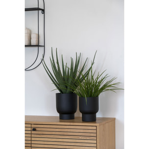 Set 2 Portavasi Fulda in Metallo Nero — Ø14 e Ø16 cm