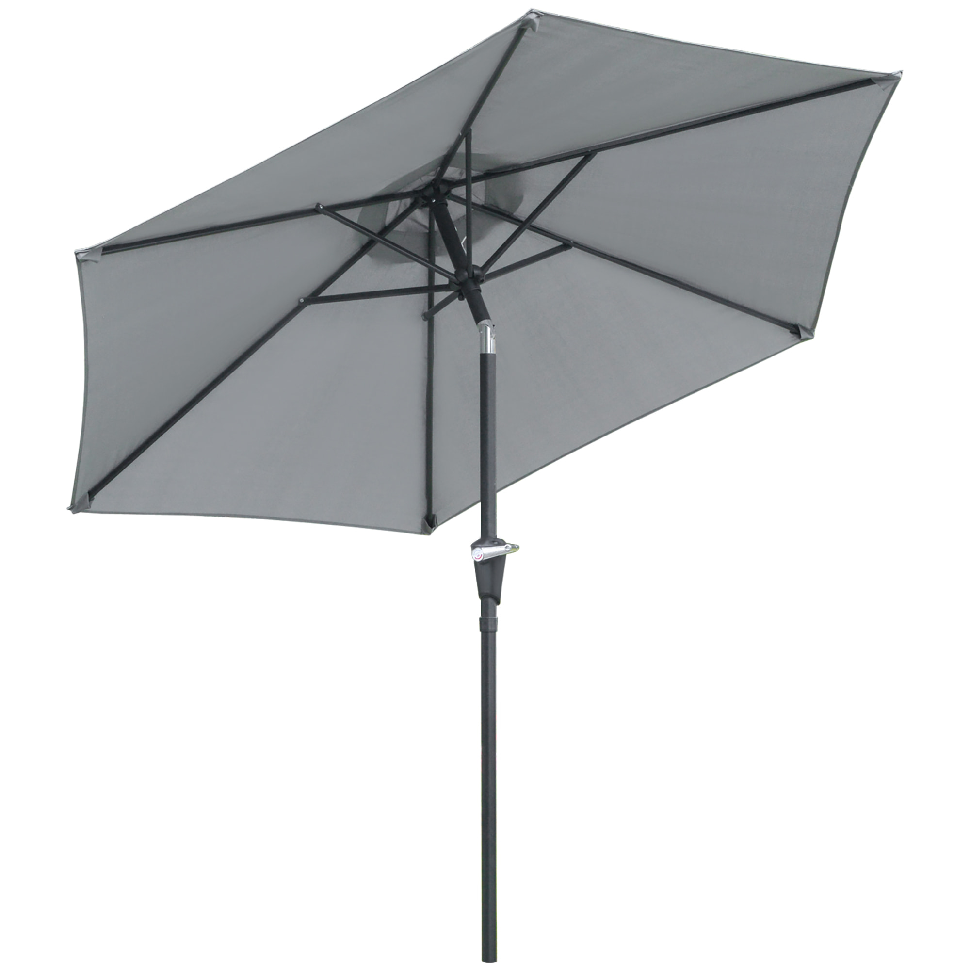Sombrilla Terraza Exterior Ø230 cm Sombrilla de Jardín con Ángulo Ajustable y Manivela Impermeable Parasol para Patio Terraza Gris