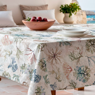 Nappe imprimée anti-tâches DIANI BLANC