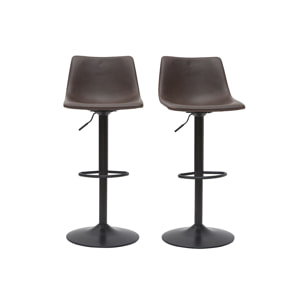 Tabourets de bar vintage réglables pivotants marron (lot de 2) NEW ROCK