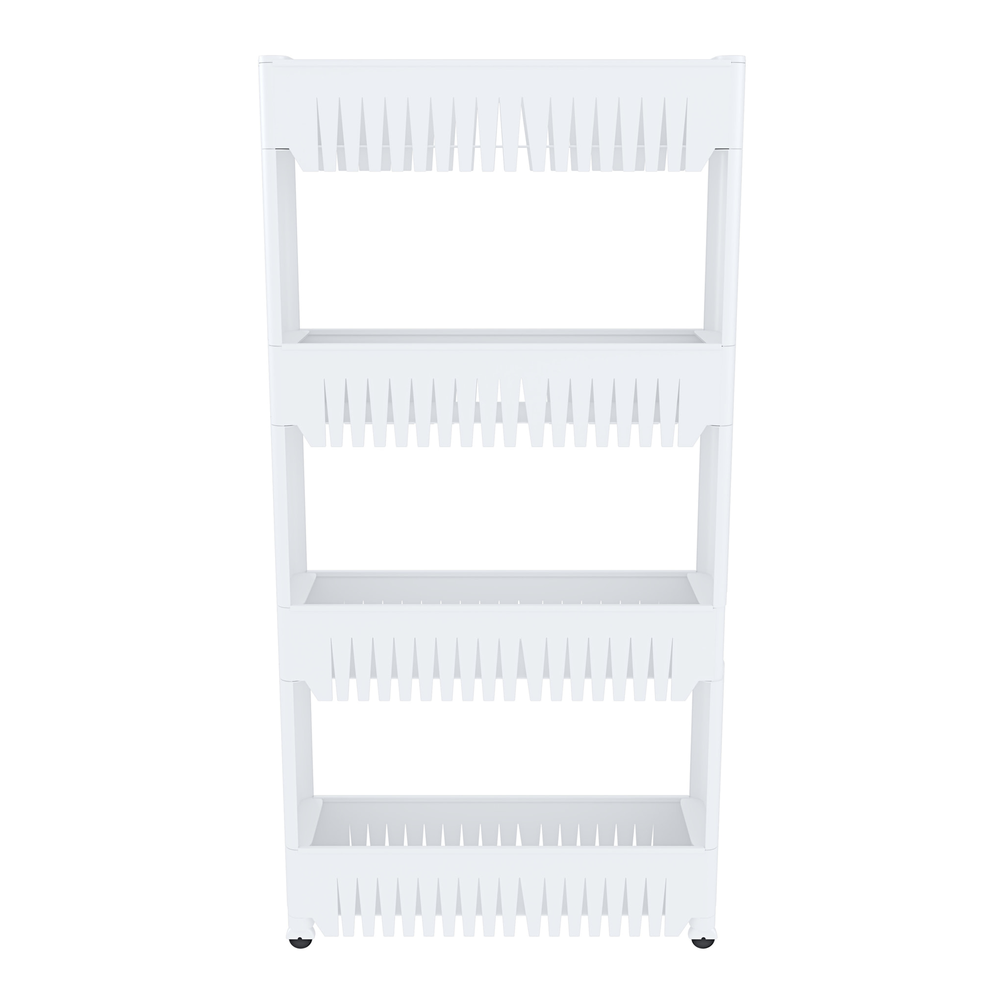 Carrello Da Cucina Salvaspazio Carrellino Portaoggetti Con Rotelle Ruote 4 Ripiani Dispensa Bagno Fino a 2.5 Kg Per Ripiano 103 x 12,5 x 54 cm Bianco