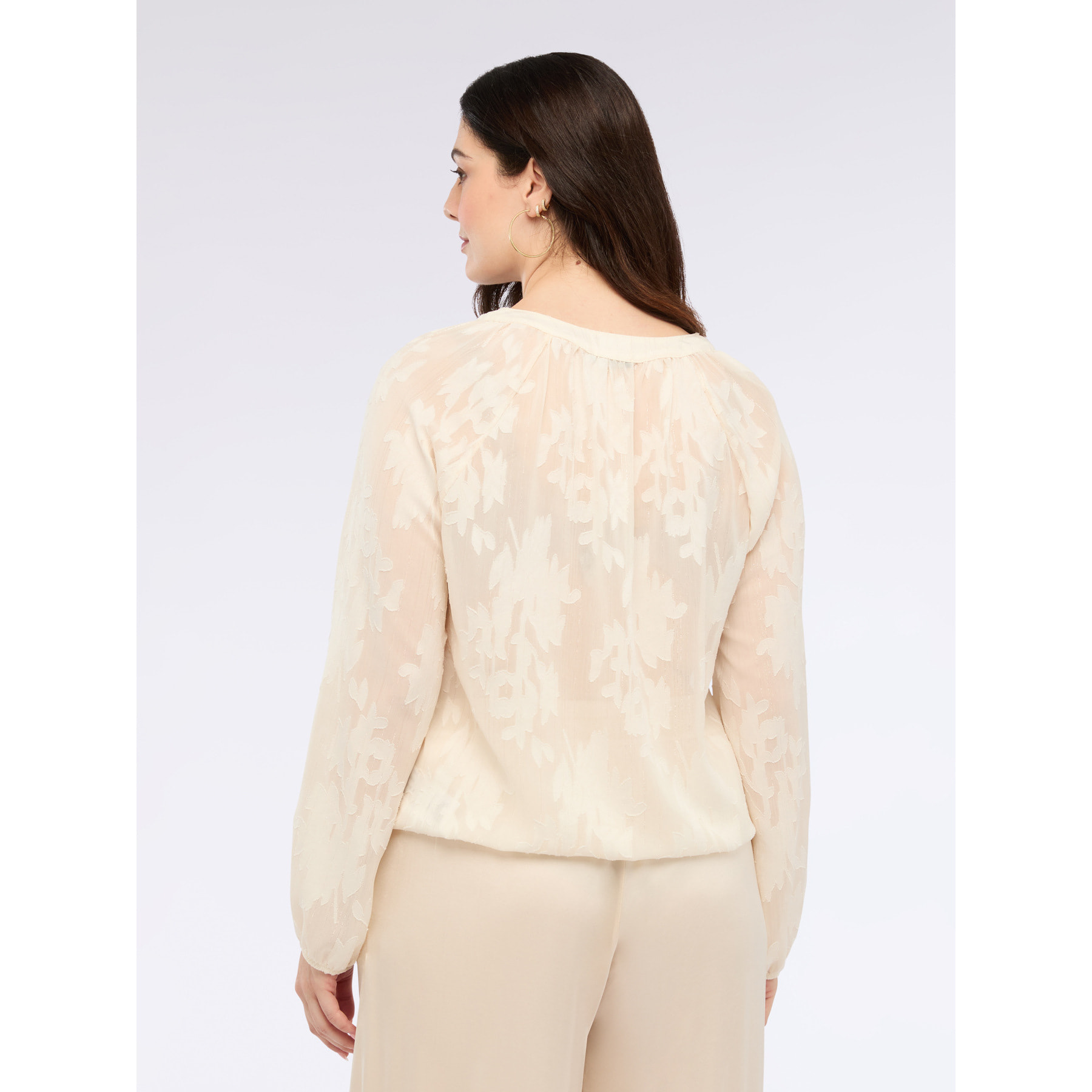 Fiorella Rubino - Blusa stampa floreale con scollo a V - Beige