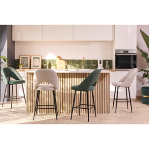 Tabourets de bar en tissu velours côtelé vert kaki H65 cm (lot de 2) COSETTE