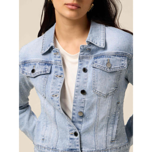 Oltre - Giubbotto denim con micro cristalli - Azzurro