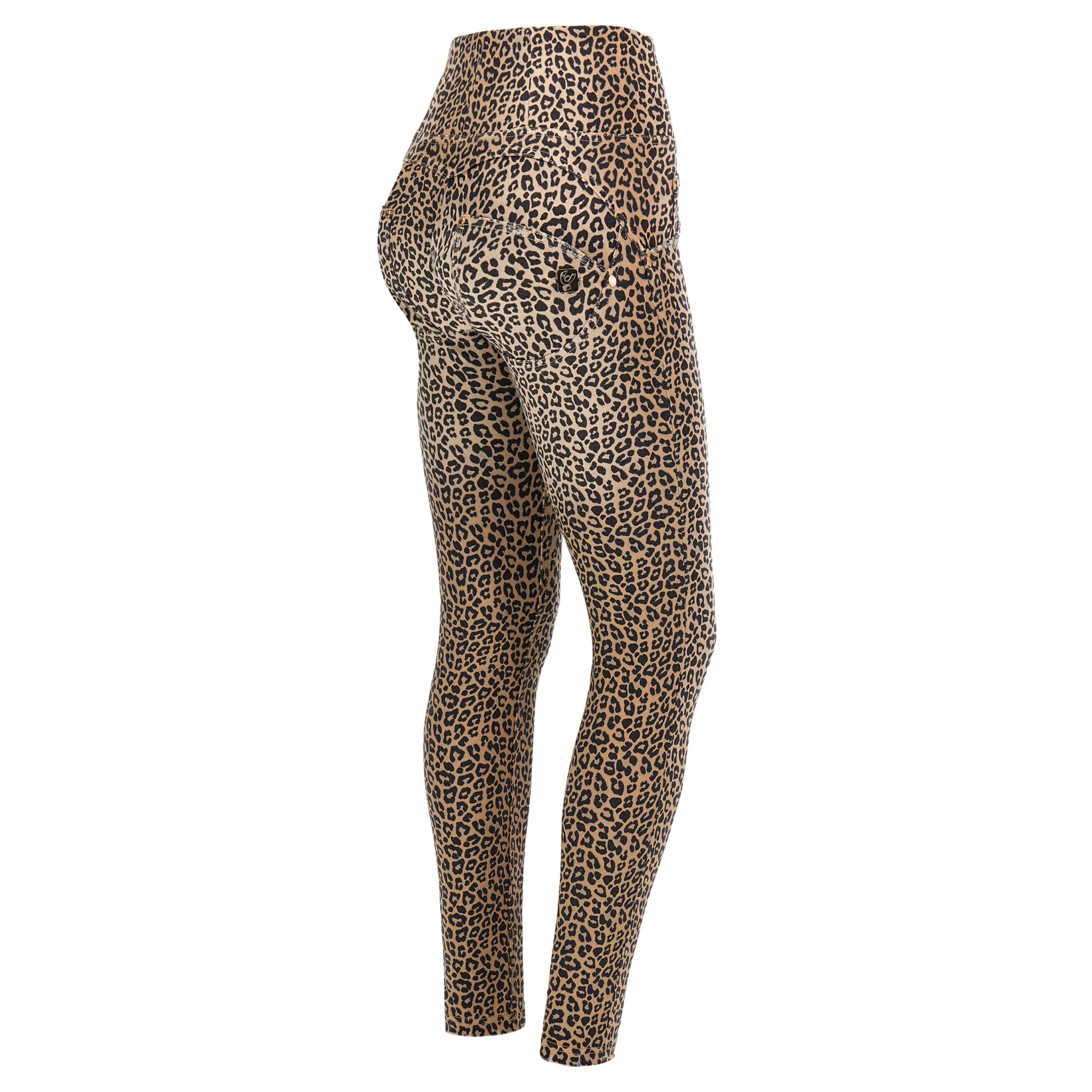 Jeans WR.UP® vita alta in bull denim navetta stampa leopard