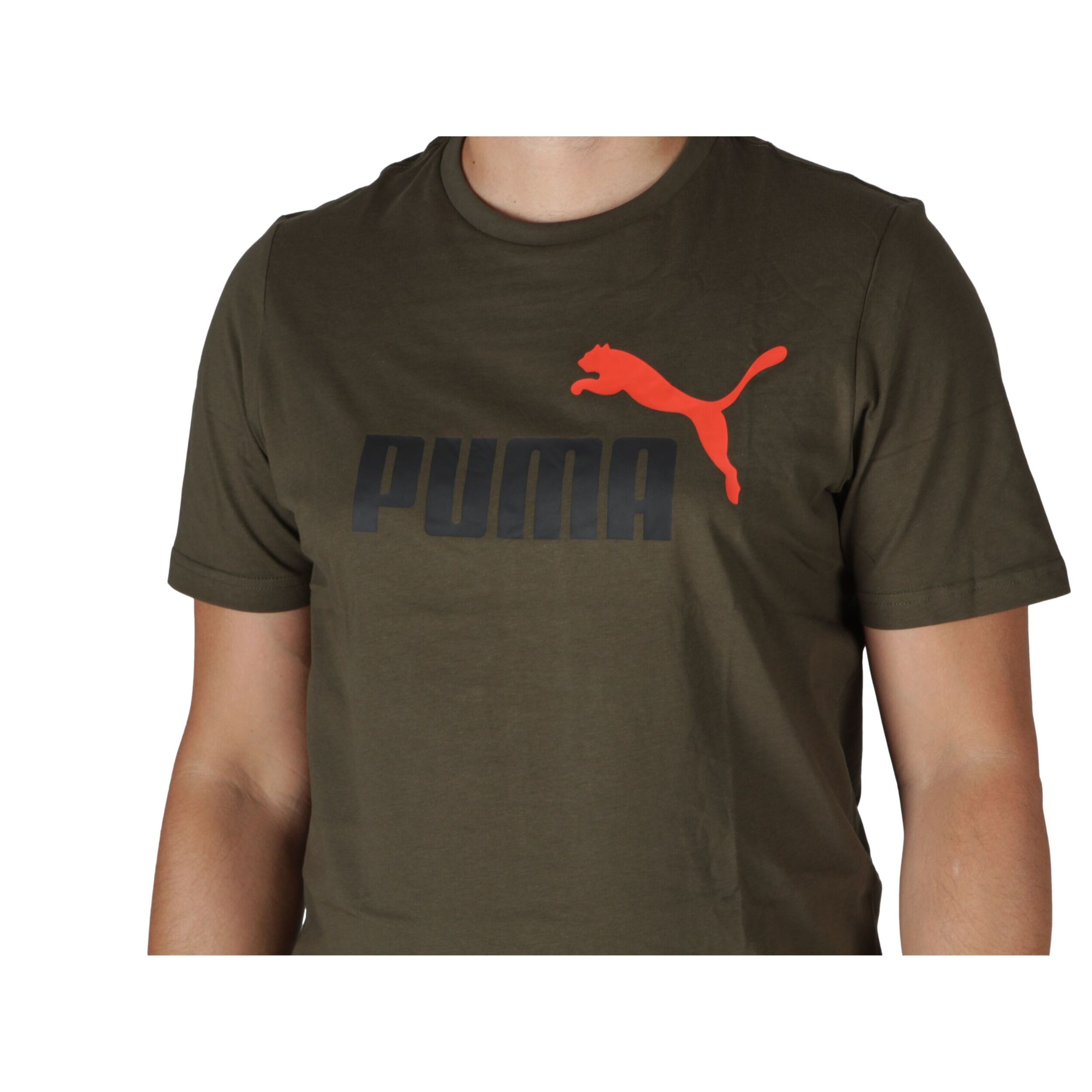 T-Shirt Puma Ess+ 2 Col Logo Tee Dark Olive Verde