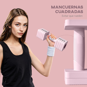 Mancuernas Ajustables 5 kg Juego de Pesas con Mango Antideslizante y Diseño Cuadrado Juego de Mancuernas para Entrenamiento en Casa Gimnasio Oficina Rosa