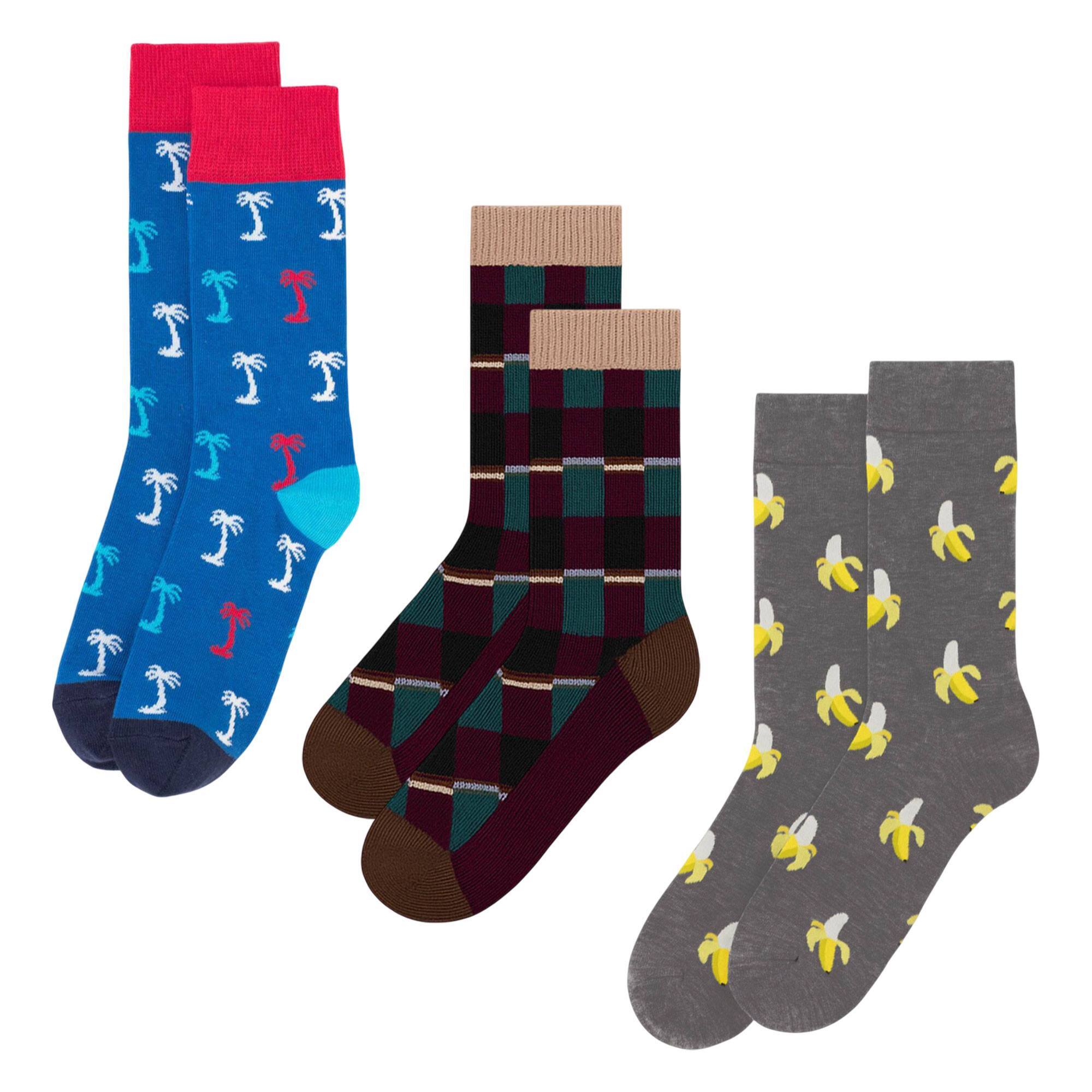 Calcetines 3-pack cuadrados, banana y fox
