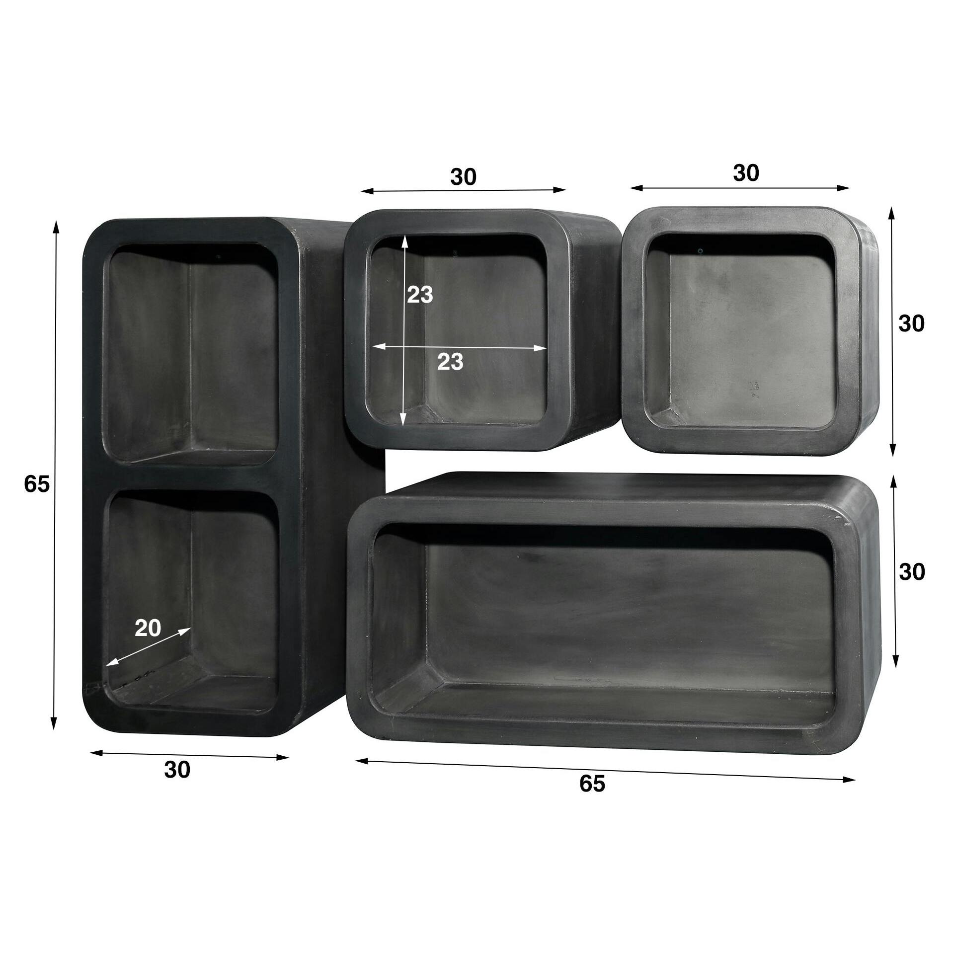 Etagère murale en bois d'acacia gris (lot de 4) MELBOURNE
