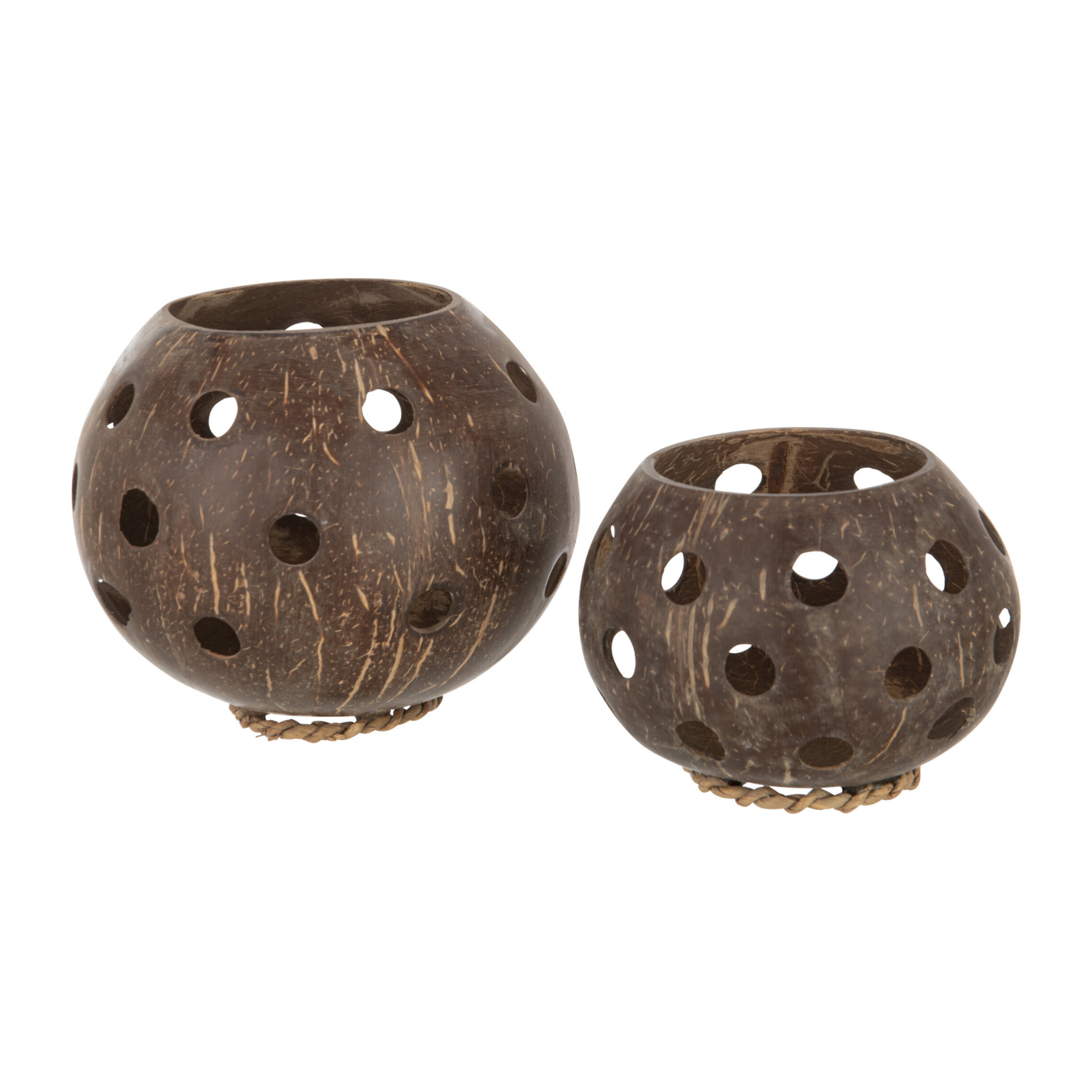 J-Line photophore Noix De Coco Trous - jute - marron - large